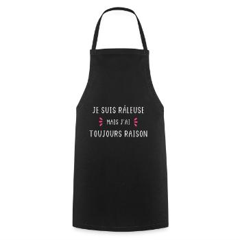 Je suis râleuse mais j'ai toujours raison - Tablier de cuisine - noir - Devant - AI Model Male 185 dark (185cm)