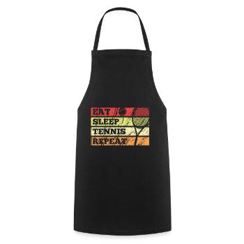 Eat sleep Tennis repeat vintage retro Tennisfan - Kochschürze - Schwarz - Vorne - AI Model Male 185 dark (185cm)