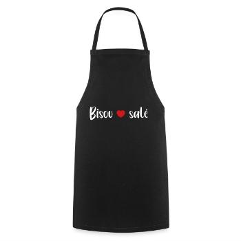 Bisous salé - Tablier de cuisine - noir - Devant - AI Model Male 185 dark (185cm)