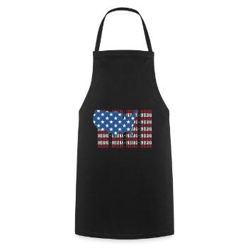 American FLAG INDIANA city - Patriotic Gift - Cooking Apron - black - Front - AI Model Male 185 dark (185cm)