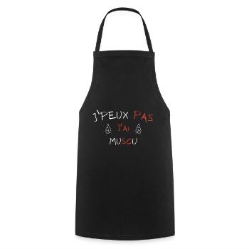 j'peux pas j'ai muscu - Tablier de cuisine - noir - Devant - AI Model Male 185 dark (185cm)