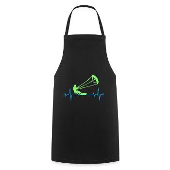 Kitesurfing Kiteboarding Kitesurf Heartbeat Pulse - Cooking Apron - black - Front - AI Model Male 185 dark (185cm)