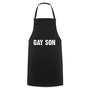 Gay Son - Kochschürze - Schwarz - Vorne - AI Model Male 185 dark (185cm)