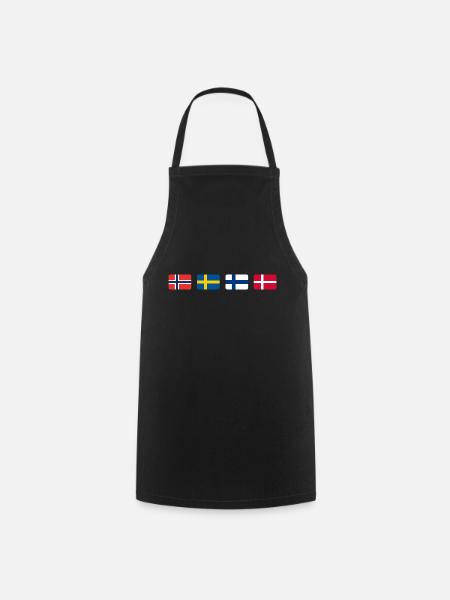 Drapeaux scandinaves - Tablier de cuisine - noir