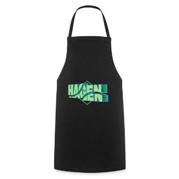 Hagen Deutschland Stadt 3D Schrift Skyline - Kochschürze - Schwarz - Vorne - AI Model Male 185 dark (185cm)