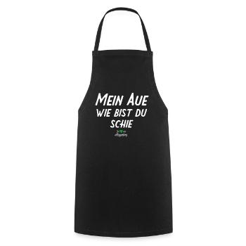 Mein Aue wie bist du schie - Erzgebirge Geschenke - Kochschürze - Schwarz - Vorne - AI Model Male 185 dark (185cm)