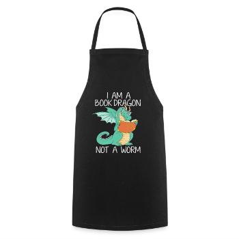 Livre dragon de bibliothèque verme l’ouvrage Lire livre professeur cadeau - Tablier de cuisine - noir - Devant - AI Model Male 185 dark (185cm)