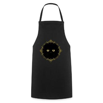Schwarze Katze Abzeichen - Pixel Art - Kochschürze - Schwarz - Vorne - AI Model Male 185 dark (185cm)