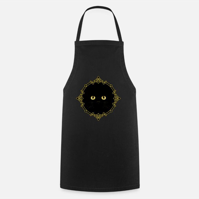 Badge Chat Noir - Pixel Art - Tablier de cuisine - noir