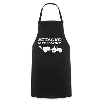 Attacke mit Kacke lustig Spruch Geschenk Landwirt - Kochschürze - Schwarz - Vorne - AI Model Male 185 dark (185cm)