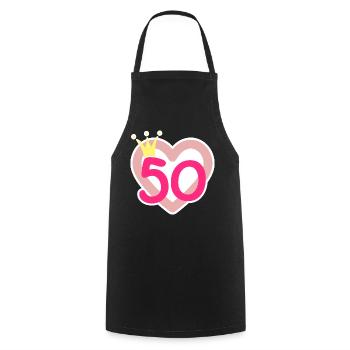 50e anniversaire princesse rose motif cinquante - Tablier de cuisine - noir - Devant - AI Model Male 185 dark (185cm)
