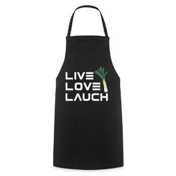 Live, love, Lauch! vegan, lustige Sprüche, Gemüse - Kochschürze - Schwarz - Vorne - AI Model Male 185 dark (185cm)