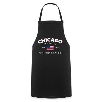 Drapeau des États-Unis Chicago Illinois - Tablier de cuisine - noir - Devant - AI Model Male 185 dark (185cm)