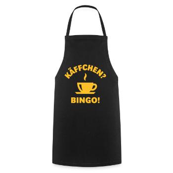 Käffchen Bingo (Baumann Klausen Clausen Kaffee V2) - Kochschürze - Schwarz - Vorne - AI Model Male 185 dark (185cm)