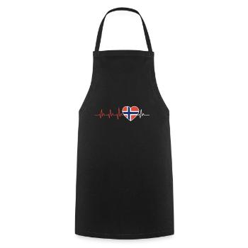 HERZSCHLAG NORWEGEN SKANDINAVIEN FLAGGE GESCHENK - Kochschürze - Schwarz - Vorne - AI Model Male 185 dark (185cm)