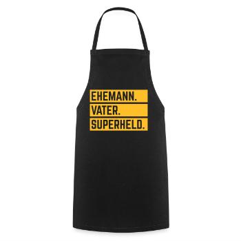 Ehemann Vater Superheld (Super Papa Superpapa 1C) - Kochschürze - Schwarz - Vorne - AI Model Male 185 dark (185cm)