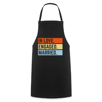Dans Love. Engaged. Married. (Wedding Marriage / 3C) - Tablier de cuisine - noir - Devant - AI Model Male 185 dark (185cm)