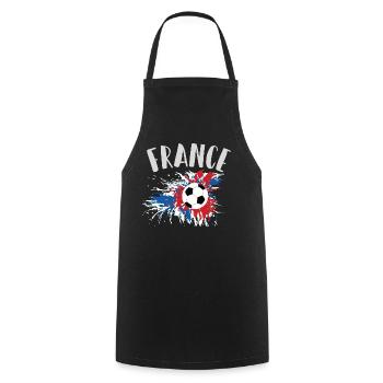 Drapeau français grunge avec ballon de football - Tablier de cuisine - noir - Devant - AI Model Male 185 dark (185cm)