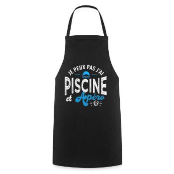 je peux pas j ai piscine et apéro Humour natation - Tablier de cuisine - noir - Devant - AI Model Male 185 dark (185cm)