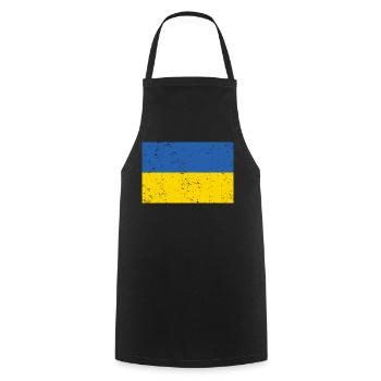 Ukraine Flag Distressed - Cooking Apron - black - Front - AI Model Male 185 dark (185cm)