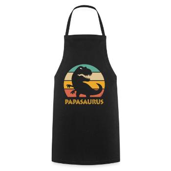 Papasaurus (Best Dad / Daddy / Father / 5C / PNG) - Cooking Apron - black - Front - AI Model Male 185 dark (185cm)