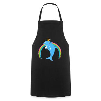 Rainbow Dolphin Golden Crown Blue - Cooking Apron - black - Front - AI Model Male 185 dark (185cm)
