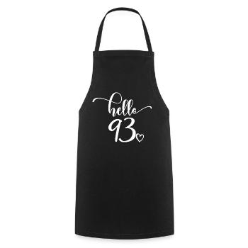 Hello 93 - Cute 93rd Birthday Gift, 93 Years Old - Cooking Apron - black - Front - AI Model Male 185 dark (185cm)
