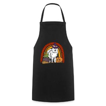Cute Samoyed Halloween Dog - Cooking Apron - black - Front - AI Model Male 185 dark (185cm)