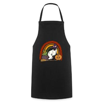 Cute and creepy Halloween Siamese cat Siam cat - Cooking Apron - black - Front - AI Model Male 185 dark (185cm)