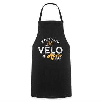 je peux pas j ai velo cadeau cool vélo cycliste - Tablier de cuisine - noir - Devant - AI Model Male 185 dark (185cm)