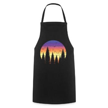 Retro Forest Mountains Hiking Adventure Outdoor - Cooking Apron - black - Front - AI Model Male 185 dark (185cm)