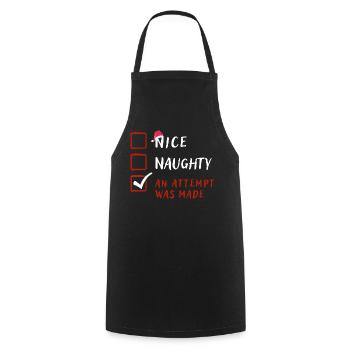 Naughty Nice Attempt a été fait, cadeau de Noël drôle - Tablier de cuisine - noir - Devant - AI Model Male 185 dark (185cm)
