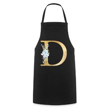 Personalisierbar Monogramm Floral D - Kochschürze - Schwarz - Vorne - AI Model Male 185 dark (185cm)