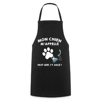 Mon Chien m'appelle Idée Cadeau Animaux - Tablier de cuisine - noir - Devant - AI Model Male 185 dark (185cm)