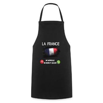 la france - Tablier de cuisine - noir - Devant - AI Model Male 185 dark (185cm)