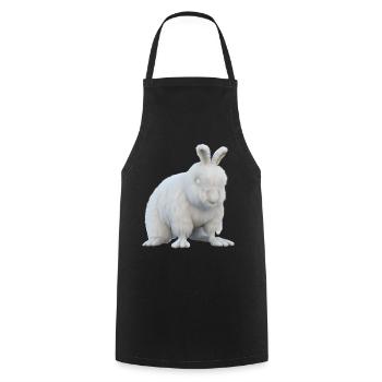 Lapin Angora moelleux - Tablier de cuisine - noir - Devant - AI Model Male 185 dark (185cm)