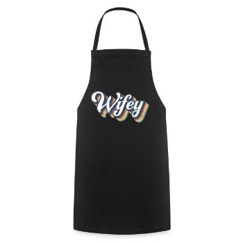 Retro Wifey Matching Couple Wedding Party Mariage - Tablier de cuisine - noir - Devant - AI Model Male 185 dark (185cm)