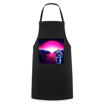 Astronaut Cyber Sunset Pink Gradient - - Kochschürze - Schwarz - Vorne - AI Model Male 185 dark (185cm)