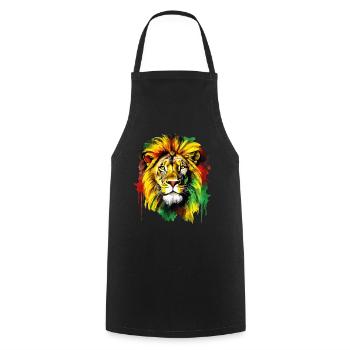 Lion Jamaïque Couleurs Reggae Rasta Rastafari Animal - Tablier de cuisine - noir - Devant - AI Model Male 185 dark (185cm)