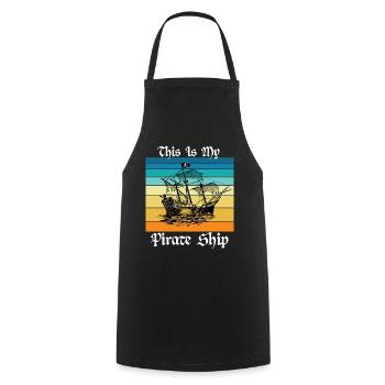 This is My Pirate Ship - Cooking Apron - black - Front - AI Model Male 185 dark (185cm)