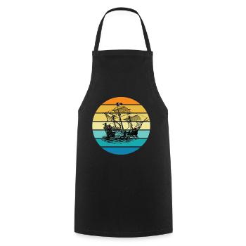 Pirate Ship - Cooking Apron - black - Front - AI Model Male 185 dark (185cm)