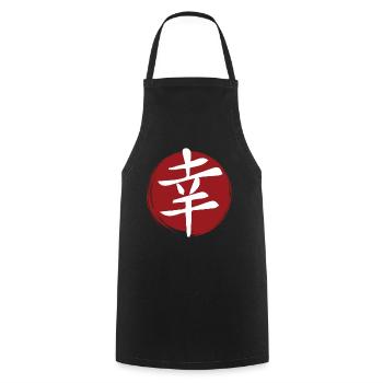 Kanji Bonheur - Tablier de cuisine - noir - Devant - AI Model Male 185 dark (185cm)