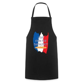 Je mange de la douleur au petit-déjeuner - Drôle de cuisine française - Tablier de cuisine - noir - Devant - AI Model Male 185 dark (185cm)