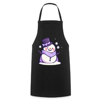 Cute Christmas Snowman - Holiday Design - Cooking Apron - black - Front - AI Model Male 185 dark (185cm)