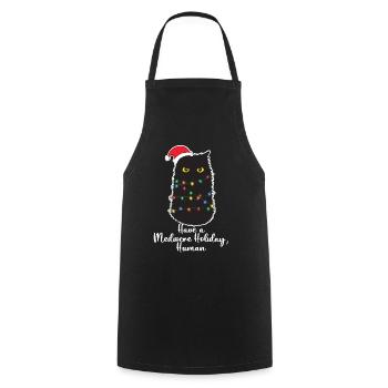 Have a Mediocre Holiday Human Funny Christmas Cat - Cooking Apron - black - Front - AI Model Male 185 dark (185cm)