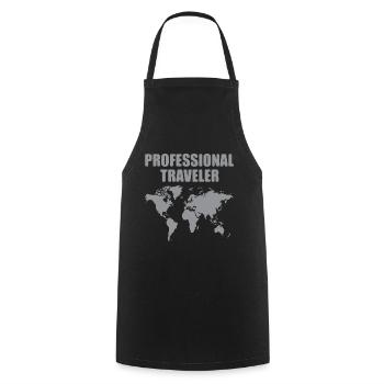 Professional Traveler World Map - Cooking Apron - black - Front - AI Model Male 185 dark (185cm)