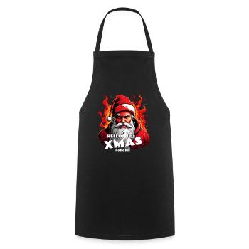 Santa's Hellstare | Hello Xmas - Kochschürze - Schwarz - Vorne - AI Model Male 185 dark (185cm)