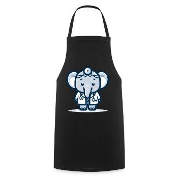 Cute Elephant Doctor - Cooking Apron - black - Front - AI Model Male 185 dark (185cm)