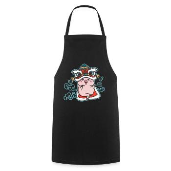 Piggy Dragon - Cooking Apron - black - Front - AI Model Male 185 dark (185cm)