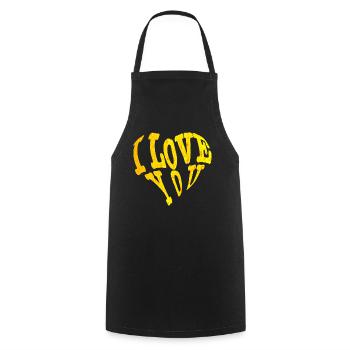 I love You, ich liebe dich, Bier, Beer - Kochschürze - Schwarz - Vorne - AI Model Male 185 dark (185cm)